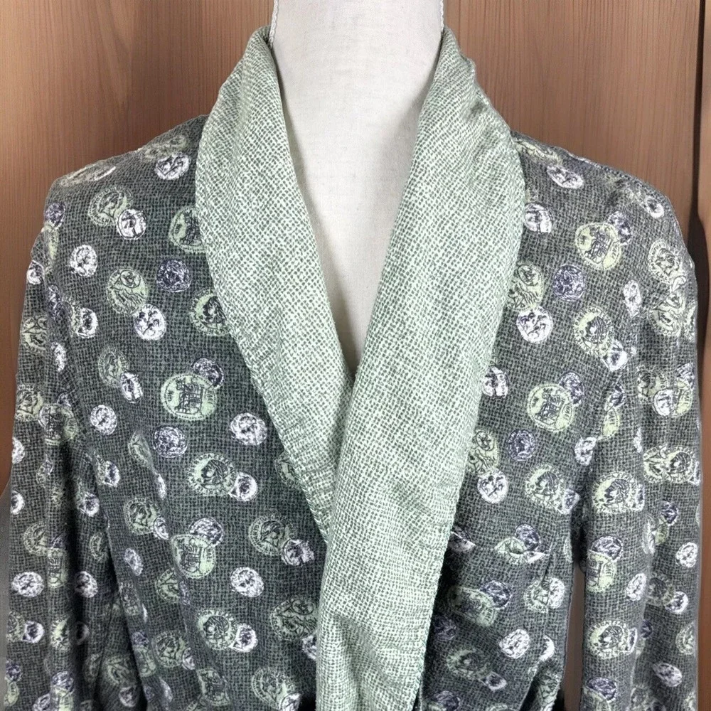 Pilgrim True Vintage 50s Blanket Robe Men L Flannel Sanforized Coins Green‎ Rare